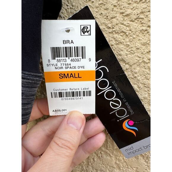 Ideology Small Mid Impact Sport Bra Black Gray RapiDry - Picture 7 of 10